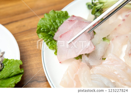 Korean seafood dish. raw fish Sashimi Korean seafood dish. raw fish Sashimi 123227824