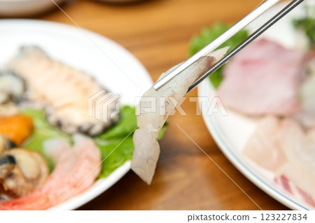 Korean seafood dish. raw fish Sashimi Korean seafood dish. raw fish Sashimi 123227834