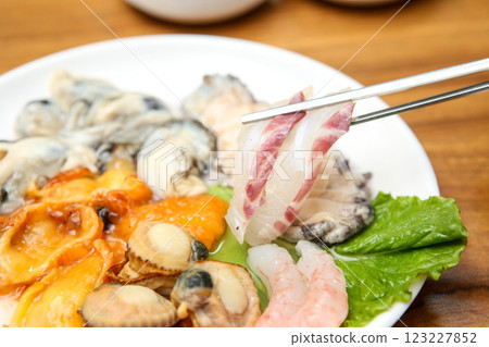 Korean seafood dish. raw fish Sashimi Korean seafood dish. raw fish Sashimi 123227852