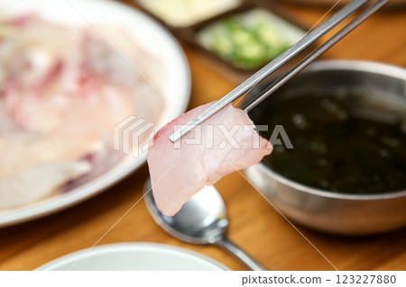 Korean seafood dish. raw fish Sashimi Korean seafood dish. raw fish Sashimi 123227880