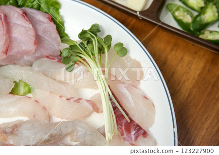 Korean seafood dish. raw fish Sashimi Korean seafood dish. raw fish Sashimi 123227900