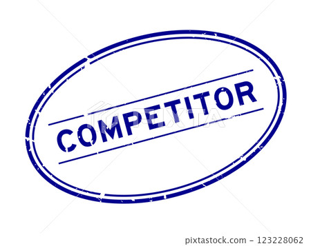 Grunge blue competitor word oval rubber seal stamp on white background 123228062