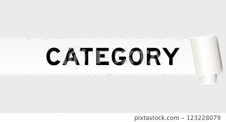 Ripped gray paper background that have word category under torn part 123228079