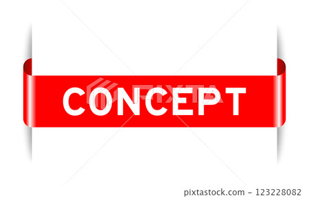 Red color inserted label banner with word concept on white background Red color inserted label banner with word concept on white background 123228082