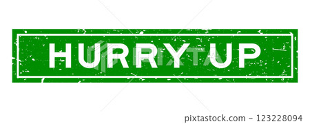 Grunge green hurry up word square rubber seal stamp on white background 123228094