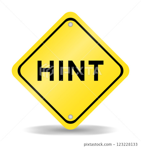 Yellow color transportation sign with word hint on white background Yellow color transportation sign with word hint on white background 123228133