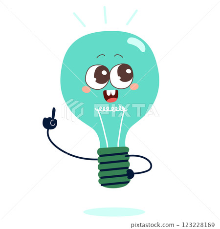 Cartoon Green Light Bulb Character Vector Illustration 123228169