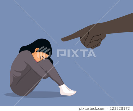 Woman Crying Blaming Punishment Concept 123228172