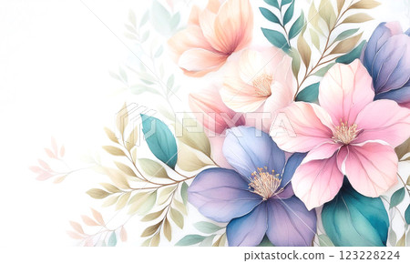 Watercolor style retro floral illustration 123228224