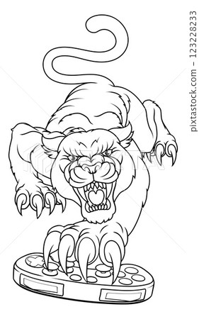 Black Panther Leopard Gamer Sports Team Mascot 123228233