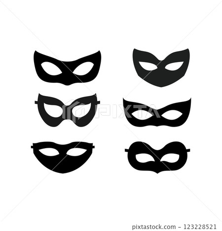 Carnival face mask Icon set. Masks for party, carnival mask black silhouette.Vector illustration 123228521