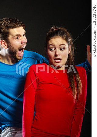 Man husband abusing woman wife. Violence. 123228746