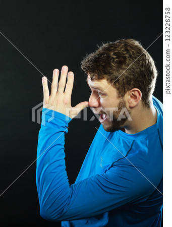 Happy man mocking having fun playing the fool. Happy man mocking having fun playing the fool. 123228758