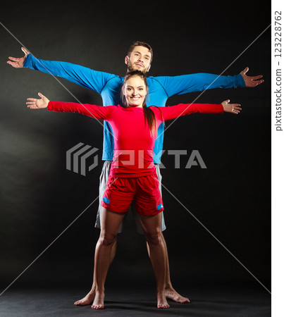 Portrait of smiling woman and man. Happy couple. Portrait of smiling woman and man. Happy couple. 123228762