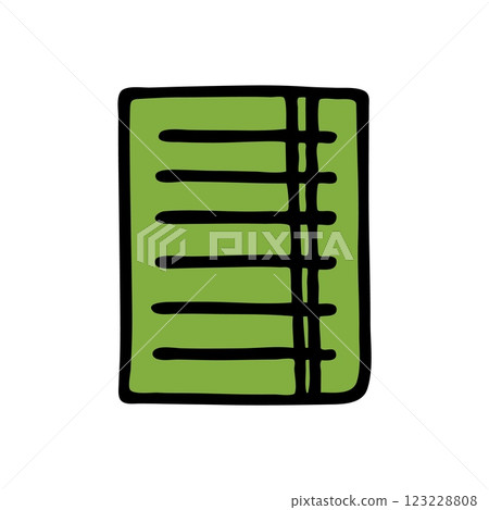 Doodle Paper Piece icon hand drawn, black line and colored 123228808