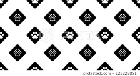 dog paw seamless pattern Rhombus footprint checked Diamond shape vector cat kitten puppy cartoon tile background gift wrapping paper repeat wallpaper doodle illustration design isolated 123228851