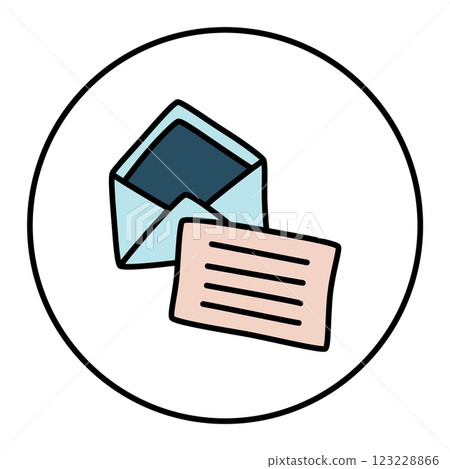 Doodle Open envelope with letter icon hand drawn with thin line 123228866