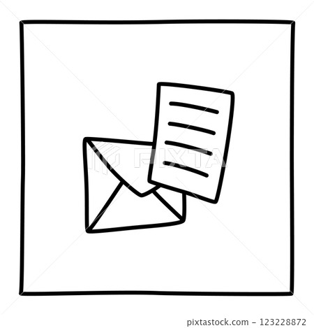 Doodle Open envelope with letter icon hand drawn with thin line in minimal style 123228872