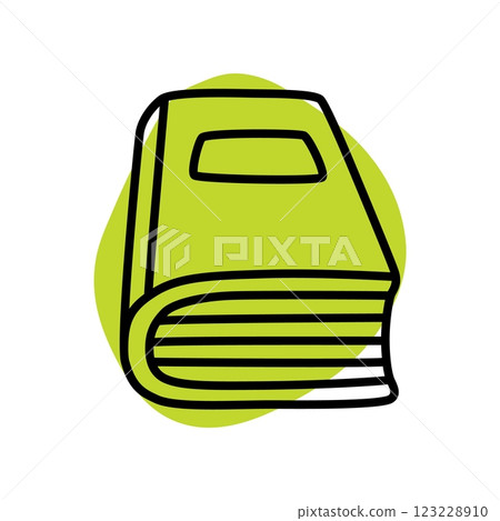 Doodle book icon hand drawn with thin line and colored with colorful blob 123228910