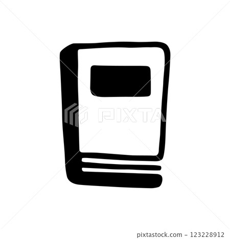 Doodle book icon hand drawn with black line in freehand style 123228912