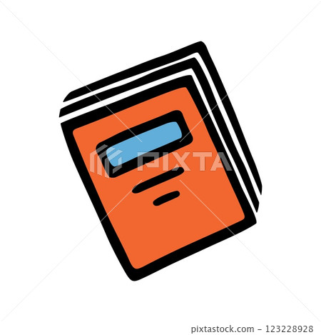 Doodle book icon hand drawn with black line in freehand style and colored 123228928