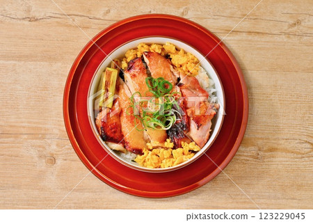 Chicken thigh teriyaki rice bowl, teriyaki, teriyaki rice bowl. Chicken thigh teriyaki rice bowl, teriyaki, teriyaki rice bowl. 123229045