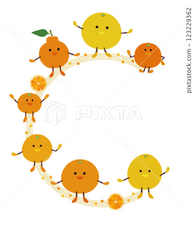 七種柑橘類人物都在這裡_繪畫_維生素C圖像框架 123229362