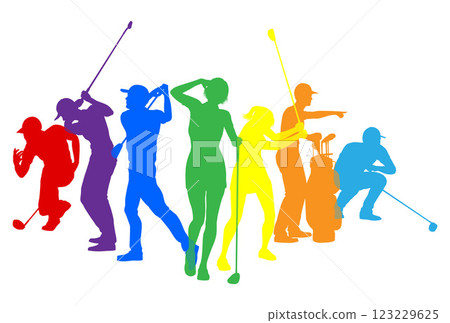 Golfers Golfing Silhouette Golf People Silhouettes 123229625