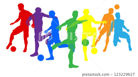 Soccer Football Players Male Men Silhouettes Group 123229627