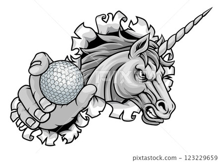 Unicorn Horse Golf Sports Team Mascot Design Unicorn Horse Golf Sports Team Mascot Design 123229659