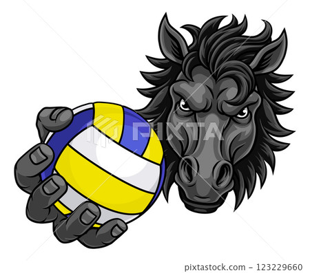 Horse Mustang Stallion Volleyball Sport Mascot 123229660
