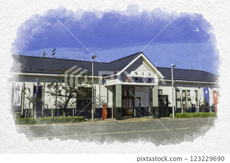 岐阜縣關原町 JR關原站的關原水彩畫 岐阜縣關原町 JR關原站的關原水彩畫 123229690