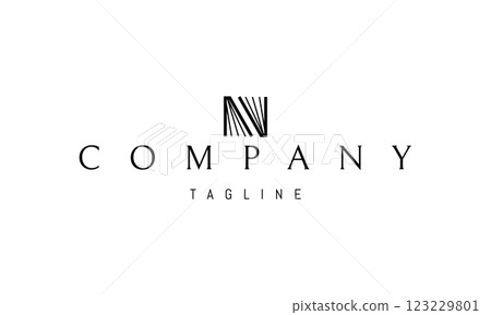 Vector logo with an abstract image of two open books in the shape of the letter N. 123229801