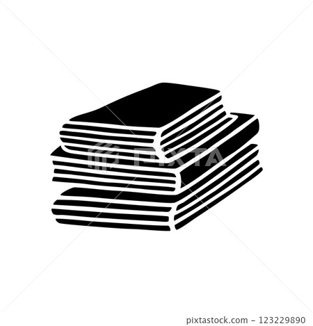 Doodle pile of books icon hand drawn in flat style 123229890