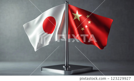 A flag symbolizing friendship between Japan and China 123229927