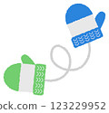 Wool mittens, blue and green 123229952
