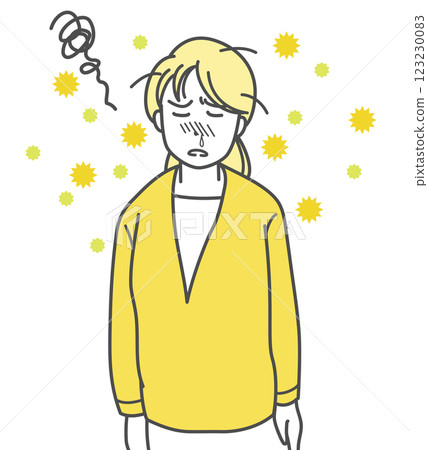 一名婦女因花粉症而鼻塞的插圖 123230083