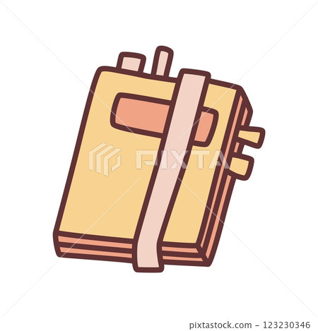 Doodle book or notebook icon hand drawn with thin line and colored 123230346