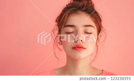 Young female crying sad face closeup unhappy expression stressed 123230355