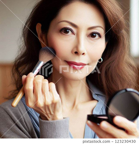 一位中年婦女,化著濃妝 一位中年婦女,化著濃妝 123230430