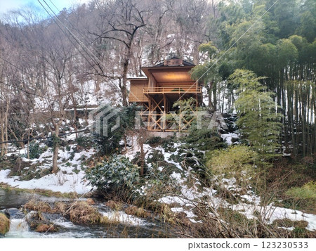Houses on stilts on snow Houses on stilts on snow 123230533