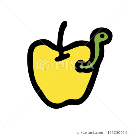 Apple doodle icon hand drawn with black line in freehand style and colored 123230924