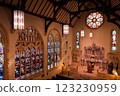 Beautiful stained glass church 123230959