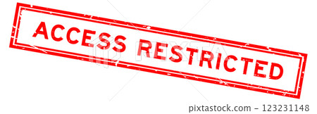 Grunge red access restricted word square rubber seal stamp on white bacckground 123231148