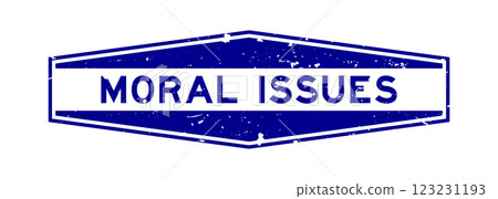 Grunge blue moral issues word hexagon rubber seal stamp on white background 123231193