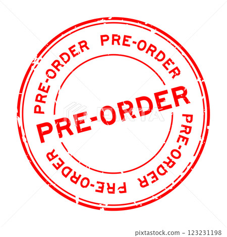 Grunge red pre order word round rubber seal stamp on white background Grunge red pre order word round rubber seal stamp on white background 123231198
