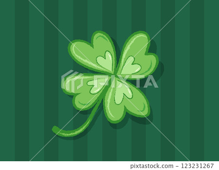Vector lucky four leaf clover for Patrick's day. Four leaf lucky clover poster. Shamrock. 123231267