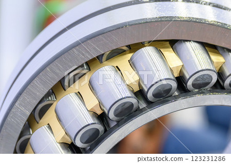 Close up scene the cylindrical rolling bearing parts. 123231286