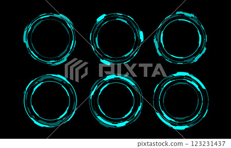 Set of sci fi blue circle user interface elements technology futuristic design modern creative on black background vector 123231437
