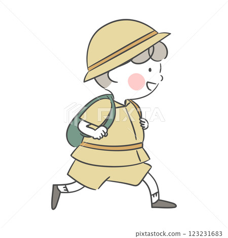 Illustration of an explorer character walking Illustration of an explorer character walking 123231683